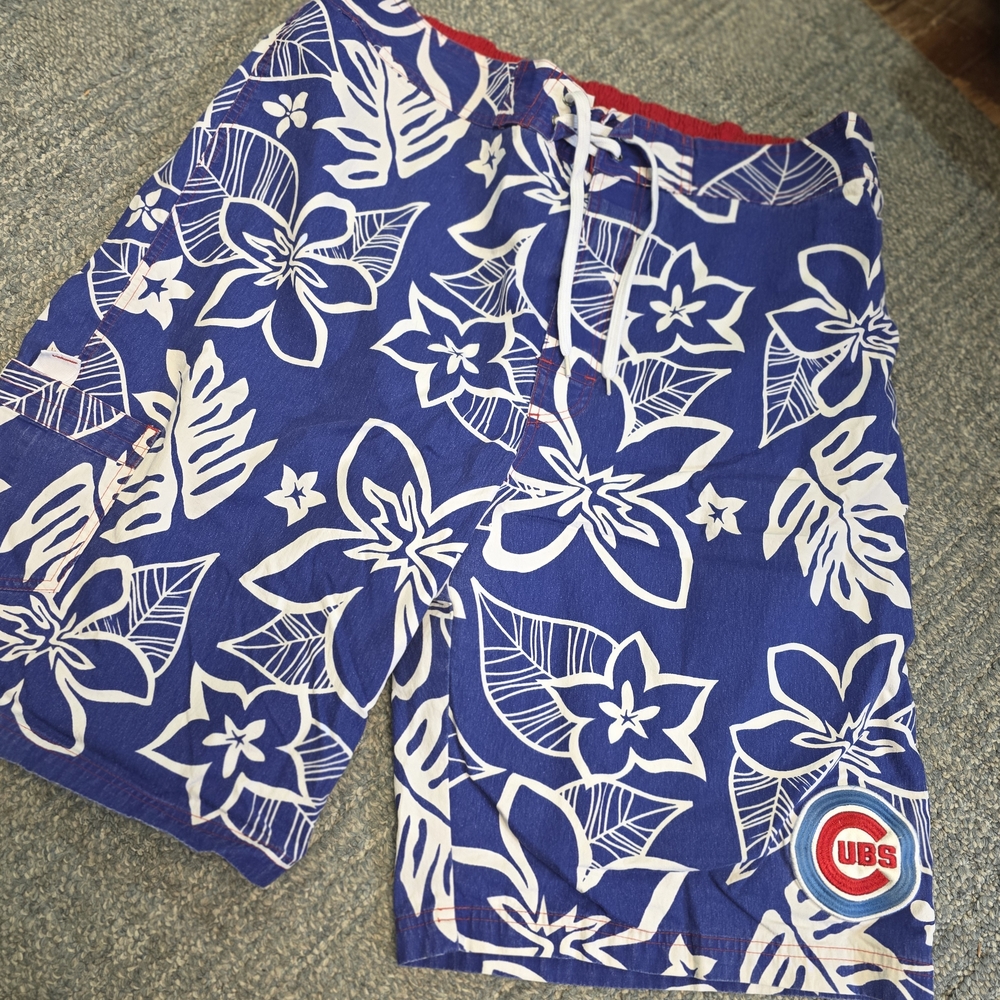 Genuine Merchandise Cubs Blue and White Floral Swim Shorts
